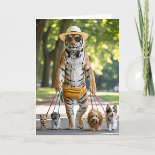 Tiger Spazierar Hund Kort