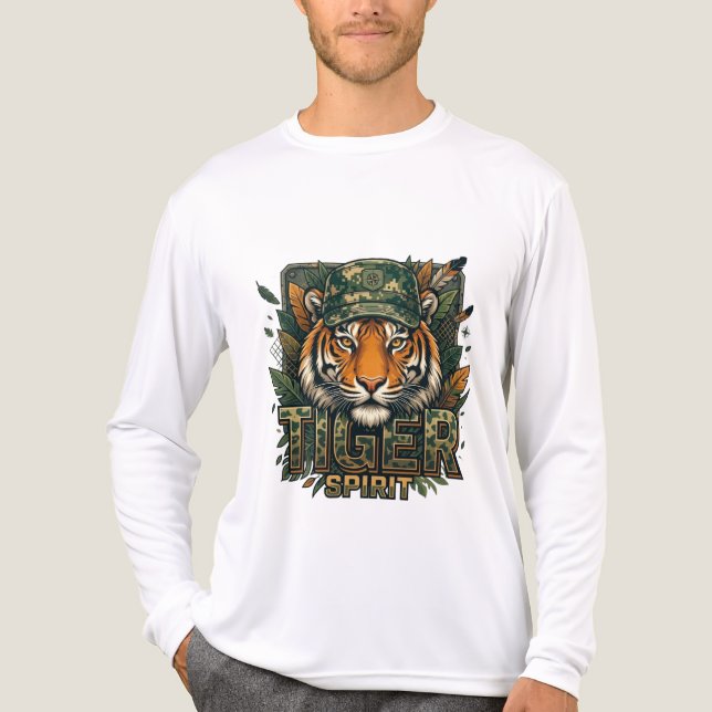 Tiger Spirit Herr Bella+Canvas Tri-Blend Långärmad T Shirt (Framsida)