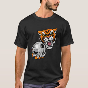 Tiger Sports Team Mascot Holding Soccer Football B T Shirt
