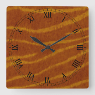 Tiger Square Roman Numerals Clock Fyrkantig Klocka