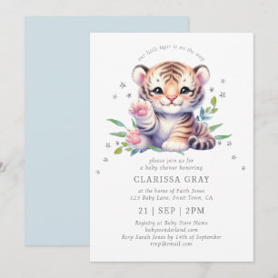 Tiger Stars Blue Baby Shower för matta djur Inbjudningar
