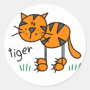 Tiger Stick figur Stickers Sticker Runt Klistermärke