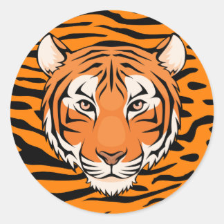 Tiger Sticker (Circle) - kör vild tigrar! Runt Klistermärke
