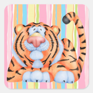 Tiger - Stickers Fyrkantigt Klistermärke