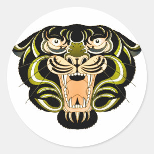 Tiger Stil 1 Runt Klistermärke