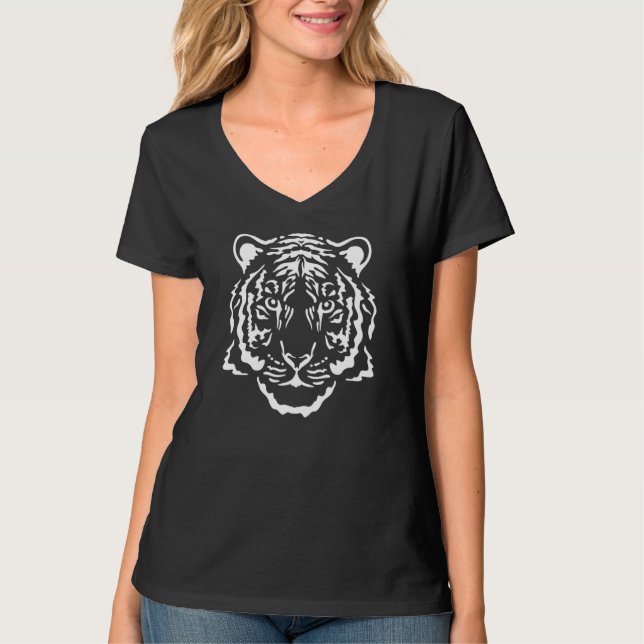 Tiger Stor Cat Predatory Cat Tiger Head T Shirt (Framsida)