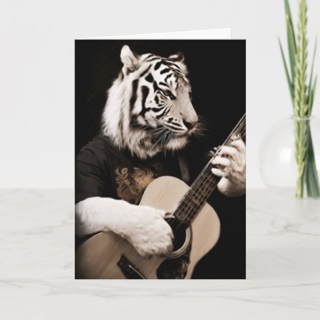 Tiger Strings – Elegant Musikalisk Konst Kort (Framsida)