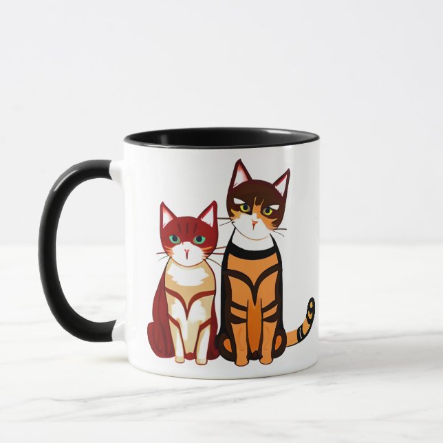 Tiger Stripe Cat och Ginger Kitten Mugg (Vänster)