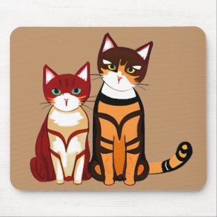Tiger Stripe Cat och Ginger Kitten Musmatta