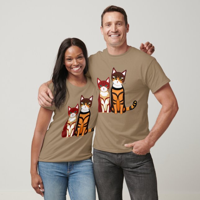 Tiger Stripe Cat och Ginger Kitten T Shirt (Unisex)