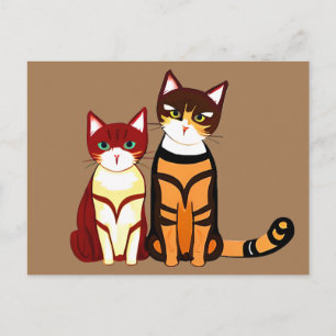 Tiger Stripe Cat och Ginger Kitten Vykort