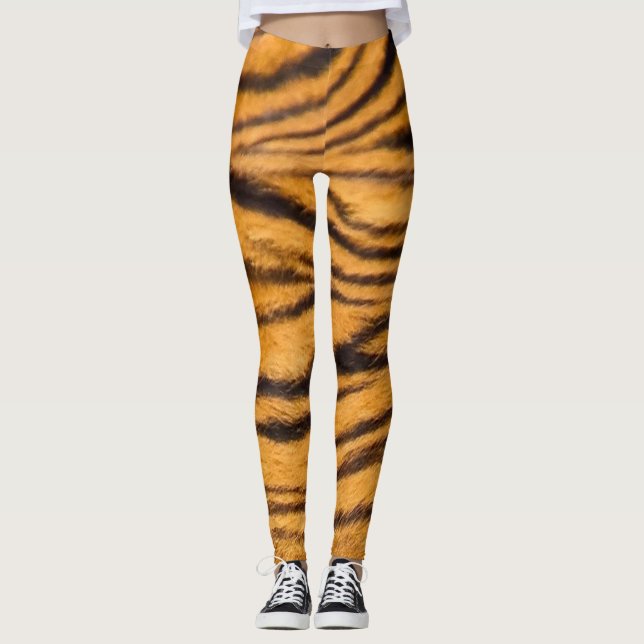 Tiger Stripe Tittar Leggings Roligt och Fast Päls (Framsida)