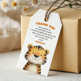 Tiger Stripes Cute Safari 1st Birthday Thank You Presentetikett
