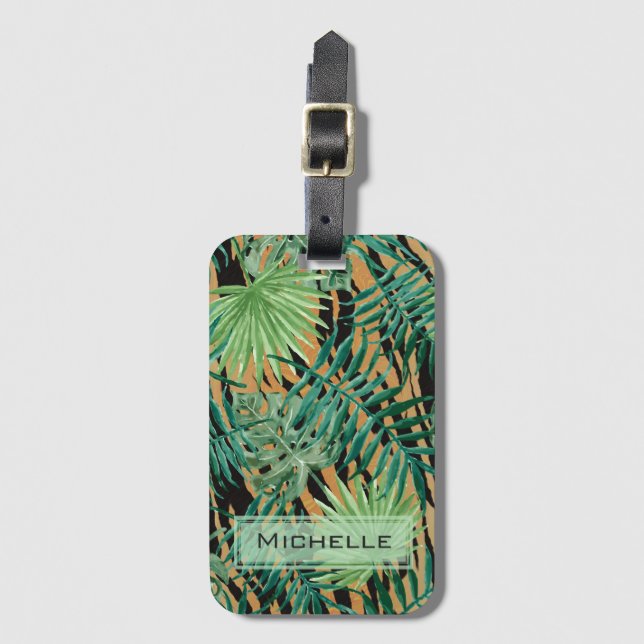 Tiger Stripes Jungle Camouflage Personalised Bagagebricka (Framsida vertikal)