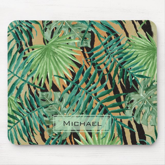 Tiger Stripes Jungle Camouflage Personalised Musmatta (Framsidan)