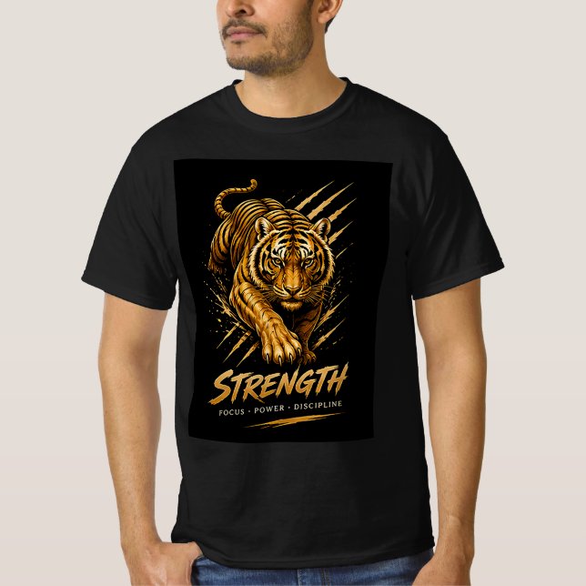 Tiger Styrka Motiverande Djur T-shirt 🐯 (Framsida)