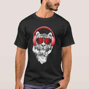 Tiger Sunglass Hörlurar Party Tiger Älskare Tige T Shirt