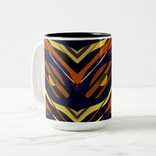 Tiger Sunset Orange Black Gult Blue Mönster Två-Tonad Mugg