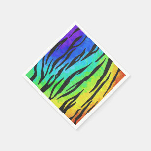 Tiger Svart och Regnbågsprint Pappersservett