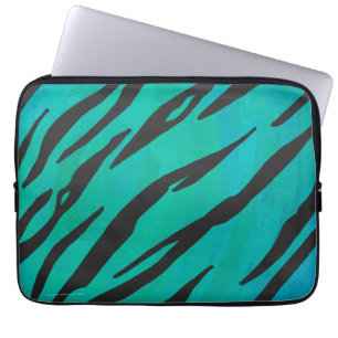 Tiger Svart och Teal Tryck Laptop Sleeve