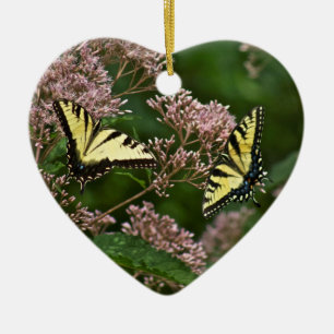Tiger Swallowtail Butterflies på Joe Pye Ogräs Julgransprydnad Keramik