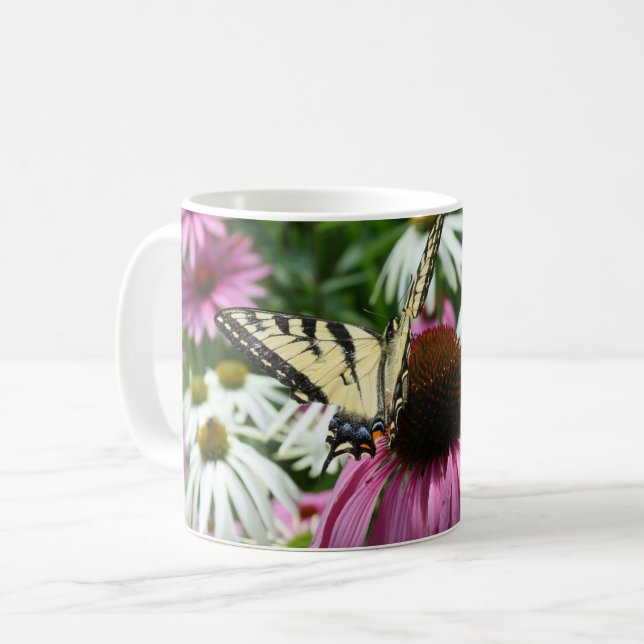 Tiger Swallowtail Butterfly Coneflower Coffee Mugg (Framsida vänster)