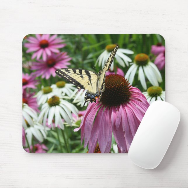 Tiger Swallowtail Butterfly Coneflower Mouse Pad Musmatta (Med mus)