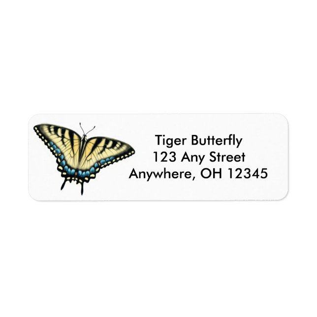 Tiger Swallowtail Butterfly-etikett Returadress Etikett (Framsidan)