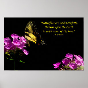 Tiger Swallowtail Butterfly och Vild Phlox Poster