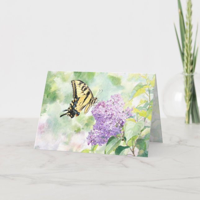 "Tiger swallowtail-fjäril på syren" Kort (Framsida)