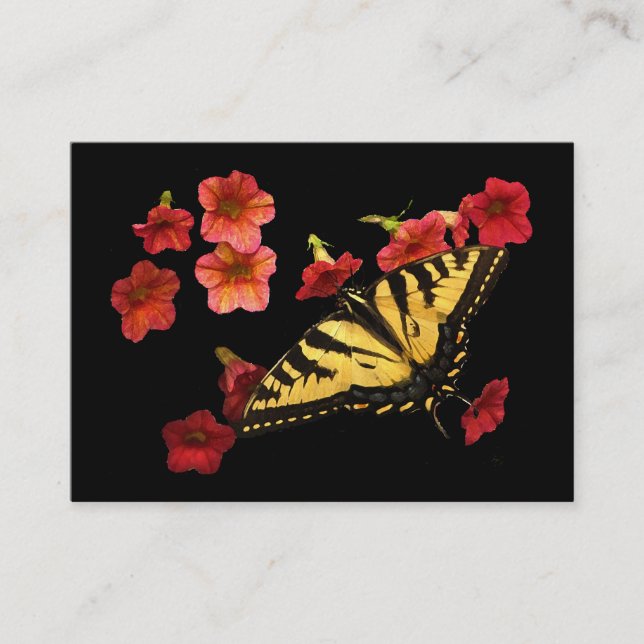 Tiger Swallowtail on Red Flowers ATC Visitkort (Framsida)