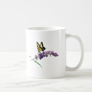 Tiger Swallowtail på purpur fjärilbuske Kaffemugg