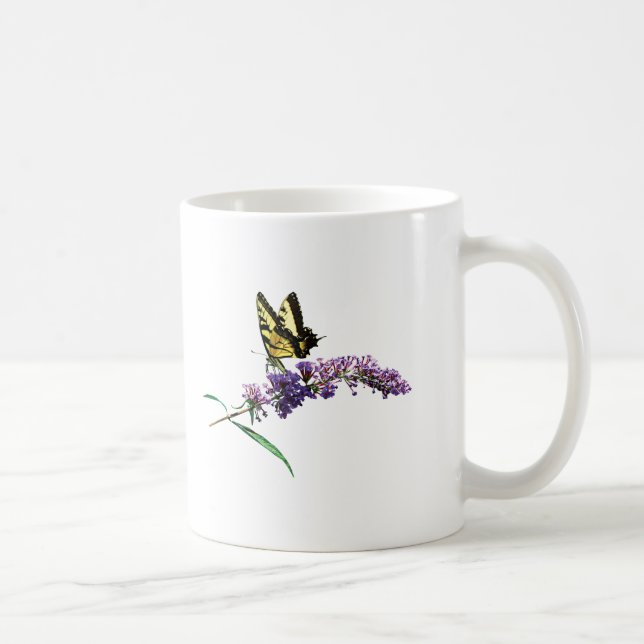 Tiger Swallowtail på purpur fjärilbuske Kaffemugg (Höger)