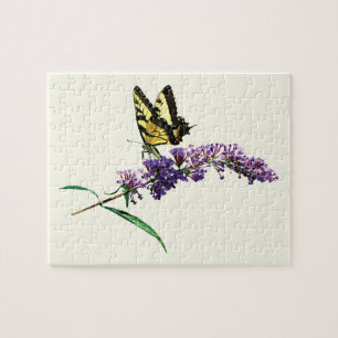 Tiger Swallowze på Lila Butterfly Bush Pussel