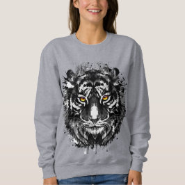 Tiger Sweatshirt | Svarta och vita tigern Teckning T Shirt