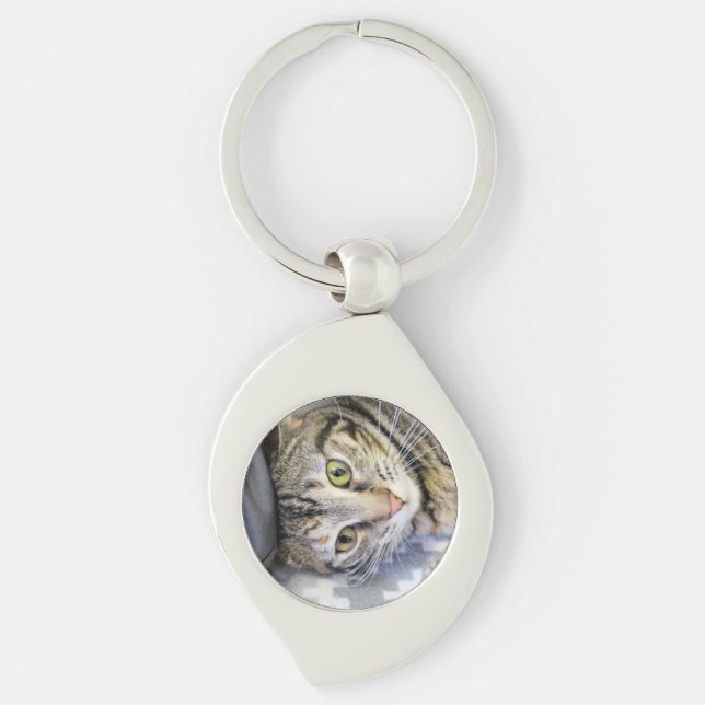 Tiger Swirl Silverfärgad Nyckelring (Framsidan)