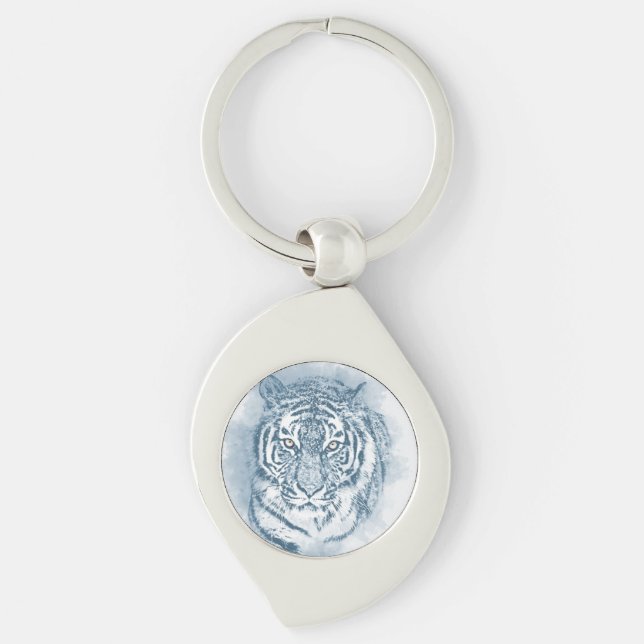 tiger swirl silverfärgad nyckelring (Framsidan)