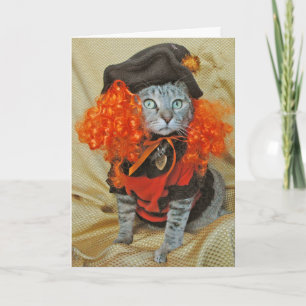 Tiger tabby katt Halloween-häxkort Kort