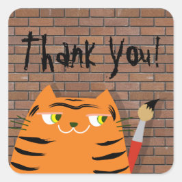 Tiger Tack Fyrkantigt Klistermärke