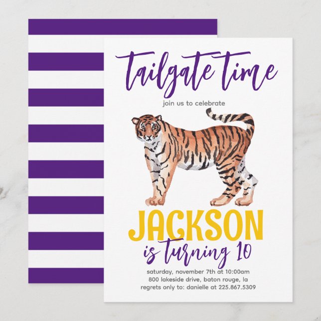 Tiger Tailgate Birthday Inbjudan (Fram/baksida)
