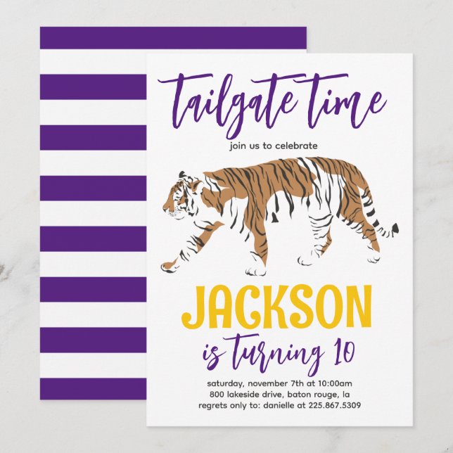 Tiger Tailgate Birthday Inbjudan (Fram/baksida)