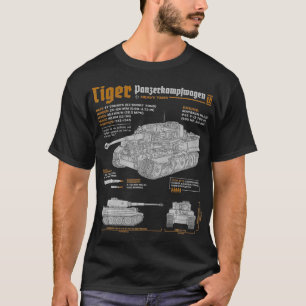 Tiger Tank Panzer PzKpfw VI Världskrig 2 blåkopia T Shirt