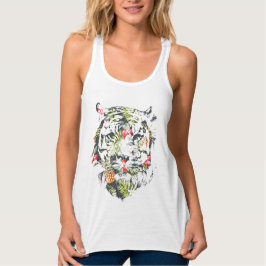TIGER Tank Top T-shirt - Tropiskt Mönster Linne Med Racerback