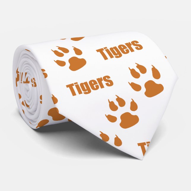 Tiger Tass avtryck med hårdare text på vitt Slips (Rullad)