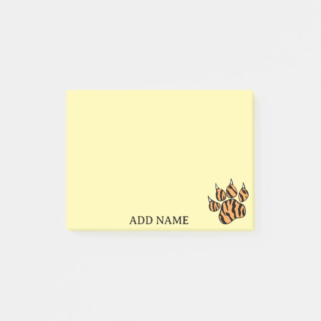 Tiger Tass Teckning Cute Custom Name Notes (anpass Post-it Block (Framsida)