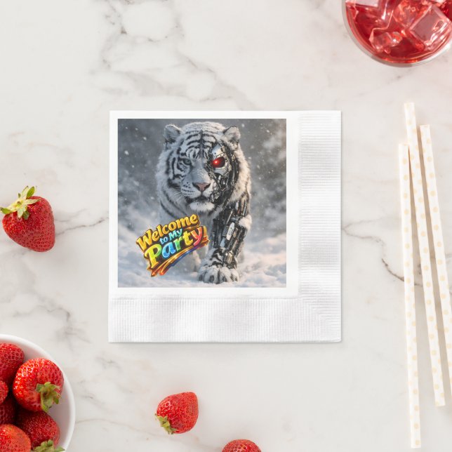 Tiger tech themed birthday party napkins pappersservett (Insitu)