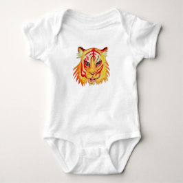 Tiger Teckning Baby Jersey Bodykosti, White Tee Shirt