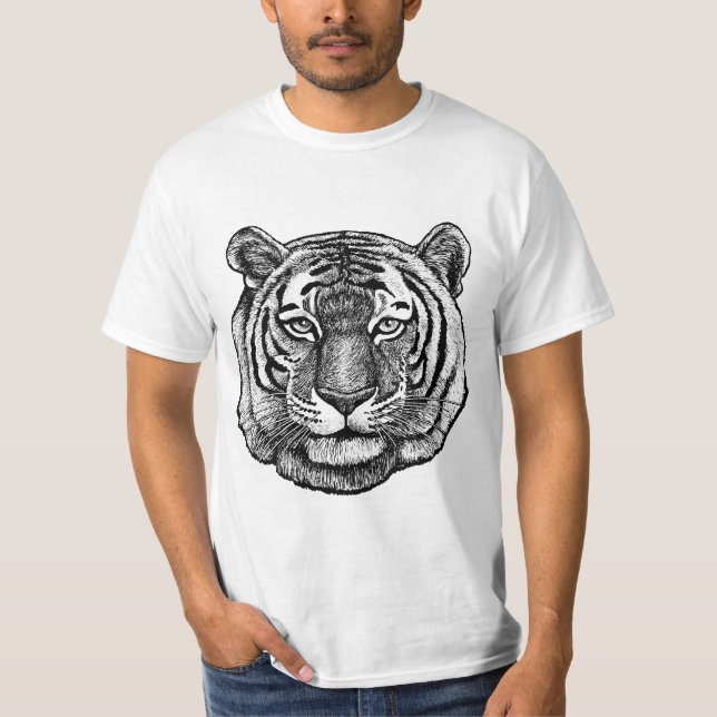 Tiger Teckning T Shirt (Framsida)