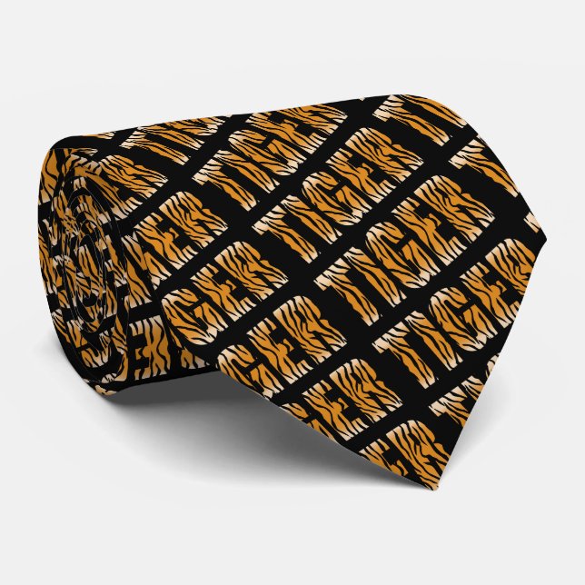 Tiger Text Tiger Print Team Mascot Necktie Slips (Rullad)