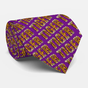 Tiger Text Tiger Print Team Mascot Necktie Slips
